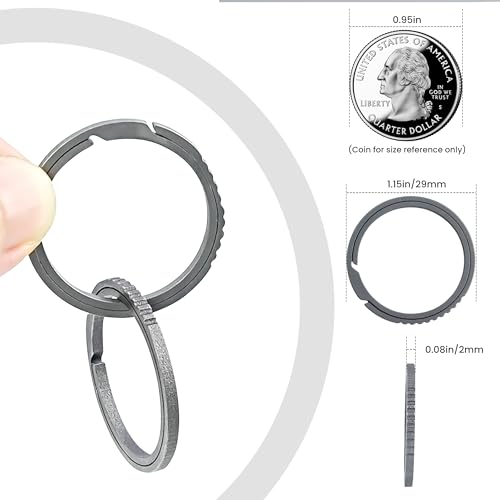 Image of MoHern Titanium Key Rings, 3 Pack Heavy Duty, Large Key Ring for Dog Tag, Side Pushing Quick Release, Durable Round Key Ring