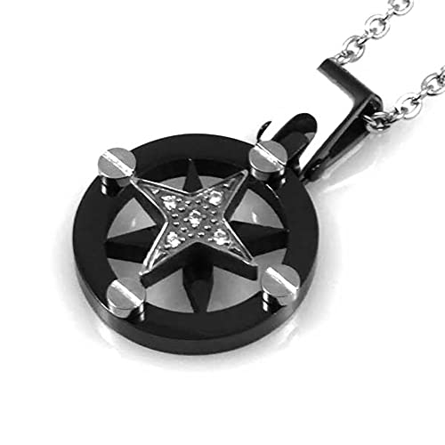 Collana rosa dei venti uomo ciondolo acciaio