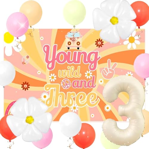 Guirlande de ballons 3eme anniversaire fille marguerite kit decoration