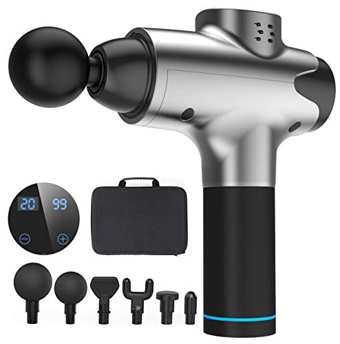 Handheld Percussion Massage Gun - Deep Tissue Massager for Sore Muscle and Stiffness Muscle Gun Massager Chrome