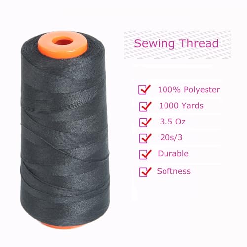 Hilo de poliéster negro para coser con 3 agujas curvas miniatura 3