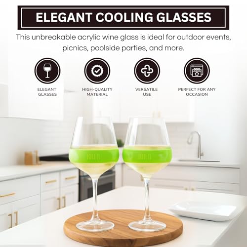 Image of 14oz Frozen Cooling Wine Glasses, 2 Set - Keep Drinks Cold Longer, Stemmed Double Wall Insulated Freezable Tumblers Freeze Gel - Perfect for Both Indoor & Outdoor Parties, Poolside, Red & White Wine