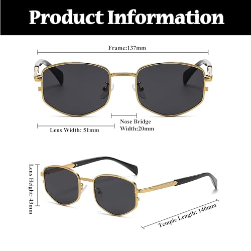 IFLASH Hexagonal Polarized Sunglasses Gold Gold - Black - Image 4