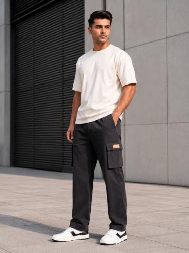 Generic Men's Black Cargo Track Pant Grey - Image 3