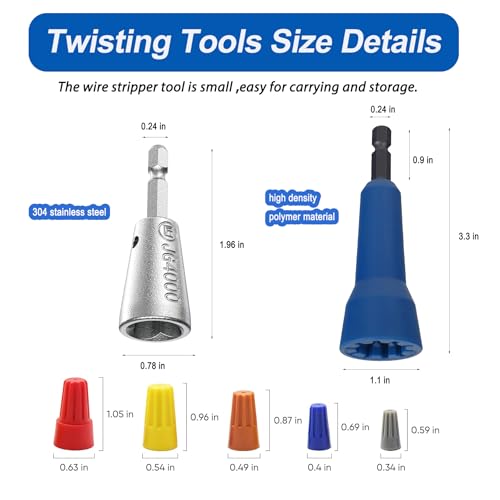 Image of Wire Twister Tool for Drill, Wire Nut Twister Electrician Tool, Wire Connector Wire Twisting Tool for Drill, 6mm Hex Shank Cable Quick Twisting, Wire Stripping and Twisting Tool