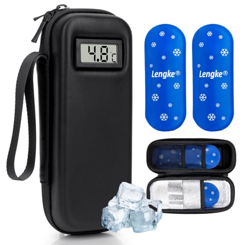 SUNMON Nevera Medicamentos Portátiles con Indicador Temperatura, Enfriador de Estuche Insulina con 2 Bolsas de Hielo Aprobado por la TSA, Bolsa Termica Insulina para Viajes Cortos