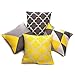 TIDWIACE Federe per Cuscini in Cotone e Lino per Divano del Soggiorno, Camera da Letto con Cerniera Invisibile (45 x 45 cm, Giallo e Grigio)