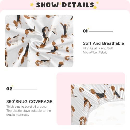 Image of Crib Sheets for Boys Girl Beagle Puppy Breathable Mini Crib Mattress Sheets Fitted,Toddler Baby Sheets for Crib Mattress 39 * 27 * 5In