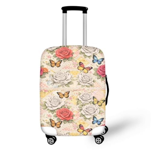Housse de valise XL fleurs rouges et blanches protecteur élastique bagage