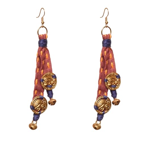 Image of Royal Queen & Empress Handcrafted Tribal Dhokra Earrings Collection for Women - Wooden, Fabric & Round Statement Ethnic Designs in Multiple Colours