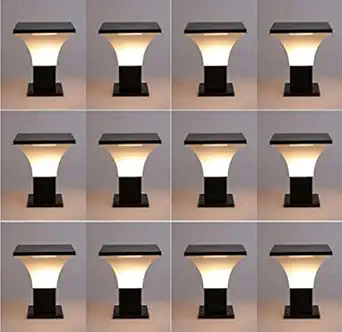 M.S. Main Gate Light Pillar Waterproof in Home & Kitchen with Black Metal PVC Outdoor, Garden, Fancy Modern Design (Bulb NOT Included) (Pack of 12)