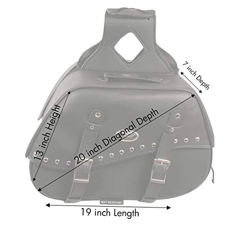 Image of Milwaukee Leather Studded Throw-Over Motorcycle Saddlebags - Synthetic Leather - Universal Fit - Zip-Off - Large