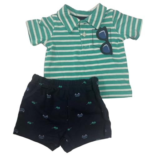 Ensemble polo garçon Carter's short bleu et lunettes de soleil mode été bébé.
