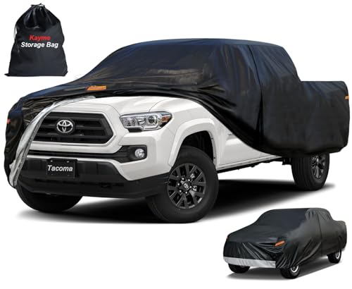 Image of Kayme Truck Cover Custom Fit Toyota Tacoma(1995-2025) Xtra /Access /Double SB. Full Exterior Heavy Duty Outdoor Pickup Truck Car Cover Waterproof All Weather.Car Tarp for Wind Sun Dust Protection.