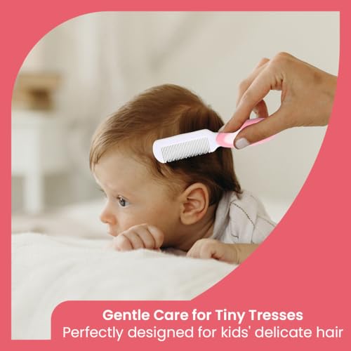 Image of TONY STARK Baby Brush and Comb Set, Newborn Essentials Set with Baby Comb and Soft Bristle Hair Brush for Your Toddler's Scalp (Pink)