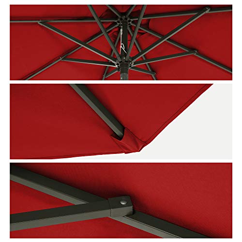SONGMICS Patio Umbrella, 7.5 ft Outdoor Table Umbrella, 8 Ribs, UPF 50+, Tilt and Crank, Base Not Included, for Deck, Patio,Garden, Pool,Red UGPU075R01 image 3