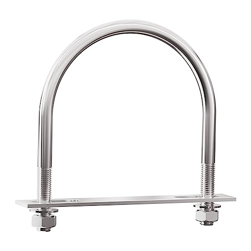 Image of 304 Stainless Steel Round Bend U-Bolts 4.02 inch(102mm) Inner Width 5.08 inch(129mm) Length M8 with Nuts, Frame Plate, Washers, Accessories for Boat Trailer Axle Sailboat Trailer