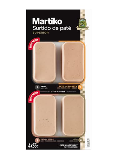 MARTIKO® PATE DE PATO,CALABAZA, SETAS Y OCA 4X35 G - Sin Gluten, Sin Conservantes, Pasteurizado (Refrigerado)
