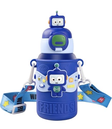 Image of Katty Mao Kids Water Bottle For School, Sipper Water Bottle (Dark Blue)