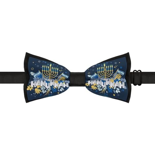 GoasNei Happy Hanukkah Jewish Chanukah Holiday Bow Tie for Men Adjustable Necktie Funny Tie Neck Ties for Weddings Party