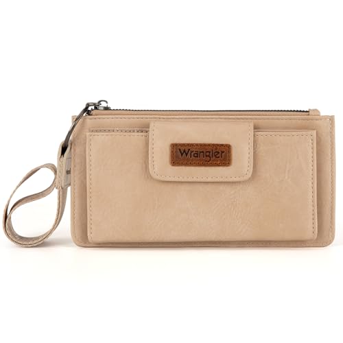 Image of Montana West X Wrangler Minimalist Wristlet with Wallet Large Clutch Wallet Women Rfid Card Cases & Money Organizers with Coin Purse and Smooth Zipper