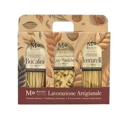 Confezione Regalo Pasta Morelli Roma Bucatini Tonnarelli e Mezze Maniche 500 gr x 3