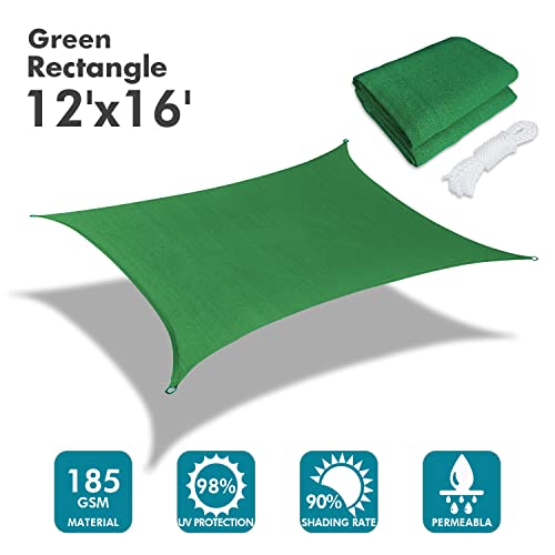 Image of KANAGAWA 12'x16' Sun Shade Sail Dark Green Curved Rectangle