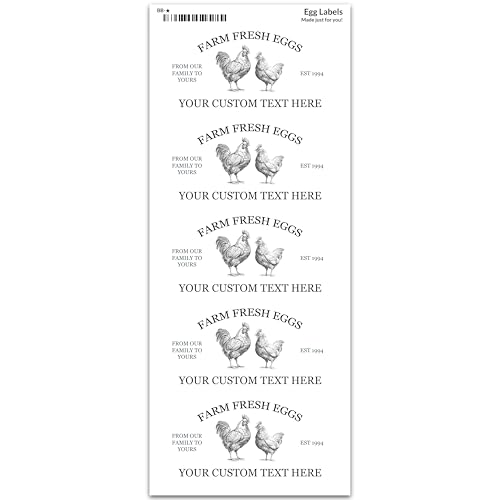 Personalized Egg Carton Stickers - Custom Farm Fresh Egg Carton Labels - Made in USA (20-2500 Labels)