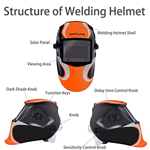 Goflas Welding Helmet Auto Darkening Solar Powered True Color Welder Helmet Wide Adjustable Shade 4/9-13 For For Mig Tig Arc Weld Grinding Welder #TOP4