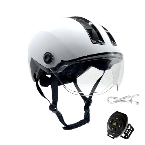 Casco de bicicleta LED Karlak con pantalla y espejo de viento ajustable 56-61 cm