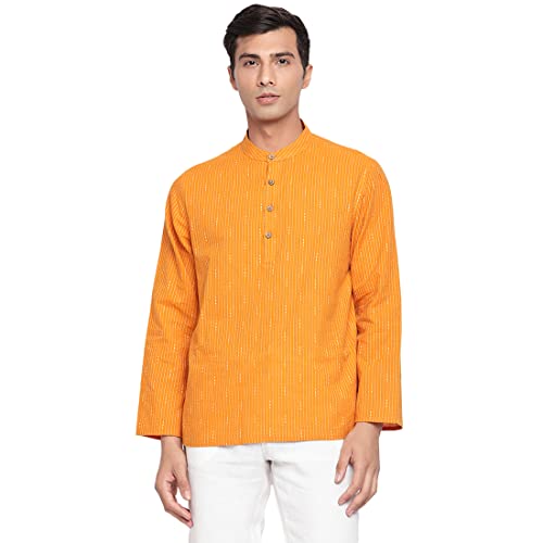 Chemise moutarde homme décontractée en coton léger avec patte mi-longue Fabindia XS