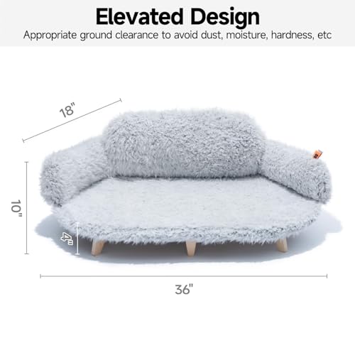 MEWOOFUN-Cat-Bed-with-Removable-Washable-Cover-Elevated-Cat-Couch-for-Cats-Small-Medium-Dogs-Wooden-Pet-Sofa-Modern-Pet-Furniture-Grey-Large MEWOOFUN Cat Bed with Removable Washable Cover Elevated Cat Couch for Cats Small Medium Dogs Wooden Pet Sofa Modern Pet Furniture Grey Large