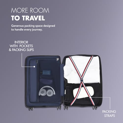 Image of Tommy Hilfiger Plastic Berlin Unisex Hard Luggage - Wine, 67Cm Mid Bag with 4 Spinner Wheels Trolley, Medium