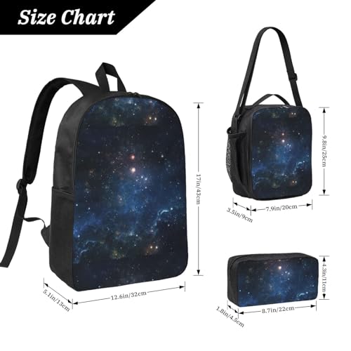Backpack Set with Lunch Bag & Pencil Case Galaxy Space. Print Oxford Fabric Portable Useful Bag Set4