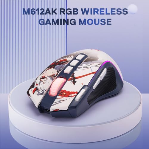 Image of Redragon M612AK PRO RGB Anime Gaming Mouse, 8000 DPI Wired /Wireless Optical Mouse with 9 Programmable Buttons & 7 Backlit Modes, BT & 2.4G Wireless, Software Supports DIY Keybinds Rapid Fire Button