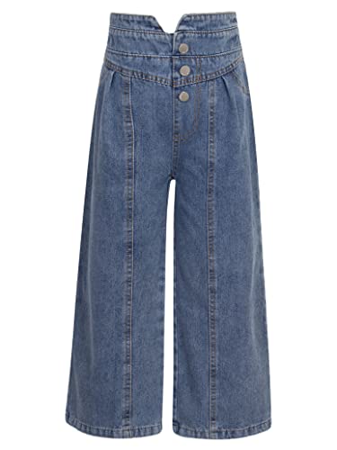 Junior Girls Denim Long Pants High Waist Wide Leg Jeans Bottoms Kids Casual Summer Spring Fall Vintage Loose Jeans