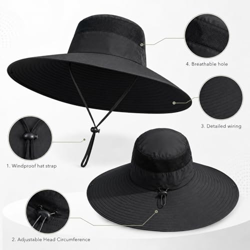 Image of Wide Brim Sun Hat for Men Women UV Protection Ventilated Summer Hats for Fishing Hiking Garden Beach