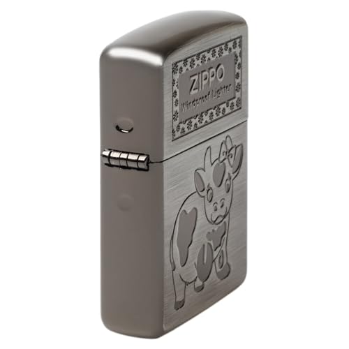 Encendedor Zippo Oil Armor Cow Silver Black miniatura 4