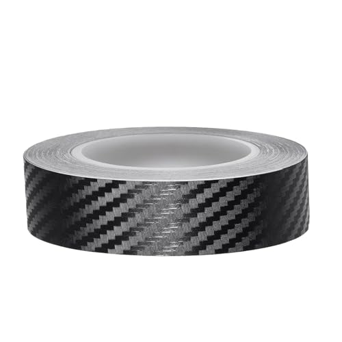 Juttzzei Film Carbone Voiture, 12mm x 10M Carbone Adhésif, PVC Bande Autocollante Voiture, Autocollant Carbone pour Voiture, Moto, Bateau et Modélisme...