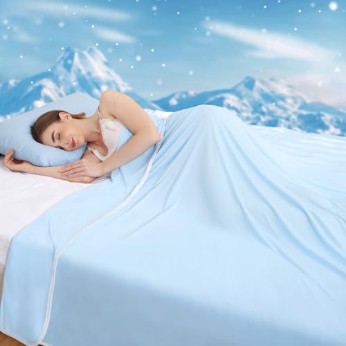 NHOWIN Kühldecke 150x200cm Doppelseitige Kühlende Decke Für Heiße Schläfer & Nachtschweiß Entwickelt Leichte Sommerdecke Sofortige Kühlwirkung Kühldecke Bett Reisedecke für Bett Couch Reise