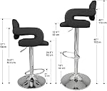 Tufted Modern Black Swivel Bar Stool with Armrests, Height Adjustable Hydraulic PU Leather, for Pub Chair Kitchen Island Counter, with Footrest and Enlarged Metal Base…