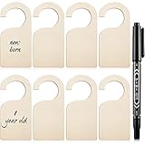 Patelai 25 Pieces Blank Wooden Clothing Rack Divider Closet Blank Organizers Hanger Separators Hanging Closet Divider with Marker Pen for Home Nursery Clothes