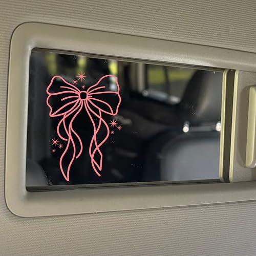 Image of Set 3Pcs Pink Bow Rearview Mirror Decal Bow Cute Trendy Bow Stickers Aesthetic Bow, Bookish Sticker, Water Bottle Laptop Decal, Vinyl Waterproof 2 Inches Car Accessories for Women Girl Mom