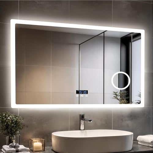 LUVODI Espejo de Baño Pared Bluetooth 100x70 cm con 3X Aumento Luz LED...