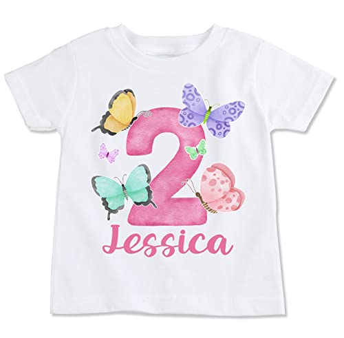Butterfly Birthday Shirt, Butterfly Theme Party Shirt, White, All Sizes, Personalized (6T)