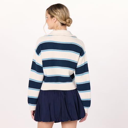 Image of The Drop womens Russel Stripe Half Zip Sweater