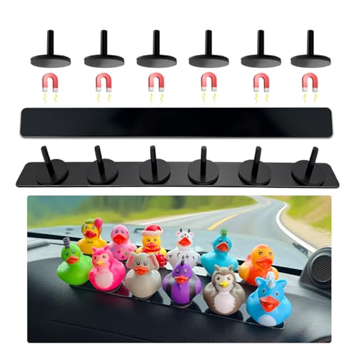 Duck Holder for Jeep Wrangler Metal Rubber Ducks Holder for Jeep Dash Magnetic Duck Plugs for Dash Decorations Adjustable Duck Mount for Jeep Dashboard 2 Pack(Black)