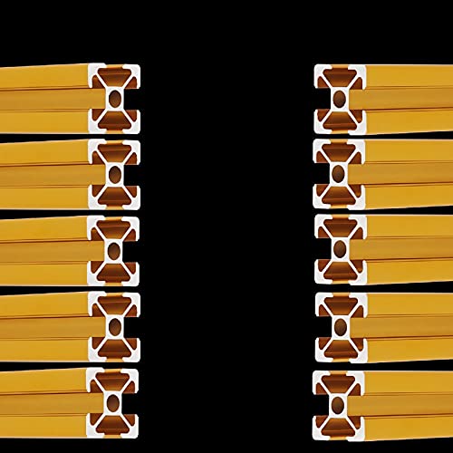 Mssoomm T-Typ 2020 Aluminium-Extrusionsprofil, europäischer Standard, eloxiert, goldfarben, linearer Führungsrahmen für 3D-Drucker und CNC-Heimwerker, Länge 762 mm, 10 Stück