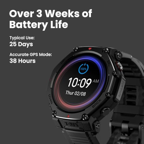 Amazfit T-Rex 3 Pro Outdoor Smart Watch 48mm Sapphire AMOLED Display, Ti Bezel, Dual Band GPS, Offline Maps, 25 Days Battery, Built-in Flashlight, 10 ATM, 180+ Sports Mode for Android & iPhone, Black by Amazfit - Image 6