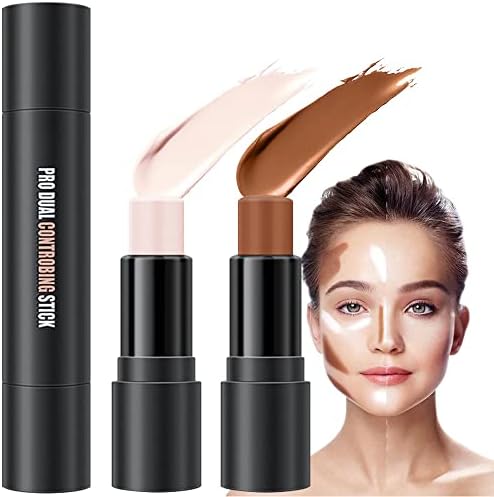 evpct 2In1 Cream Contour Stick Contouring Concealer Sticks Makeup Face Cream Kit for Beginners Creamy Contour and Highlight Stick contorno base de maquillaje para mujer en oferta 01 Ivory & Brown